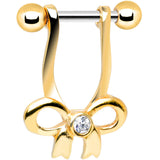 925 Silver Clear Gem Gold Plated Dangling Bow Helix Cartilage Earring