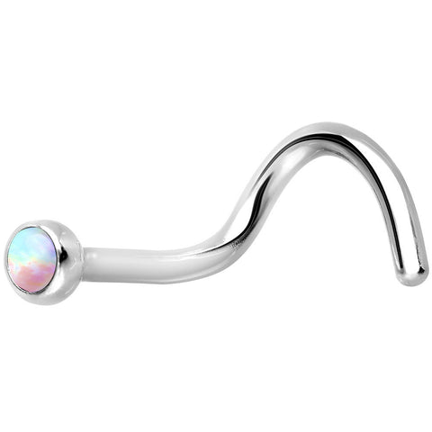 18G White Synthetic Opal Stainless Steel Nose Screw