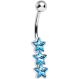 Aqua Gem Dazzling Triple Star Belly Ring