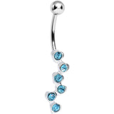 Aqua Gem Shower of Hearts Belly Ring