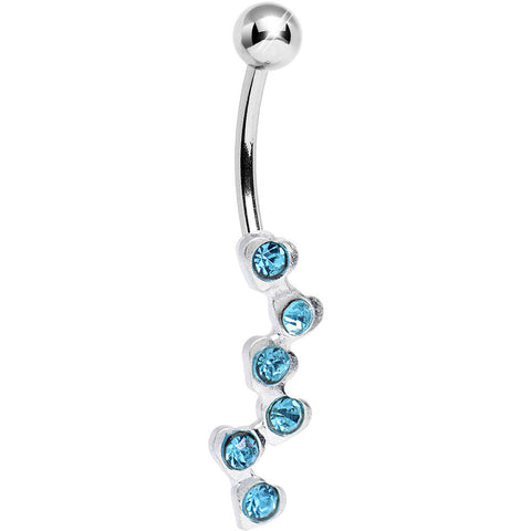 Aqua Gem Shower of Hearts Belly Ring