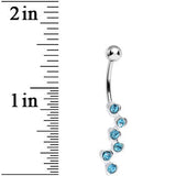 Aqua Gem Shower of Hearts Belly Ring