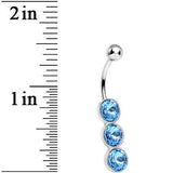 Aqua Gem Triple Twinkling Drops Belly Ring