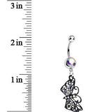 Aurora Gem Floral Wings Black Butterfly Dangle Belly Ring