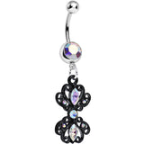 Aurora Gem Black Frilly London Lace Dangle Belly Ring