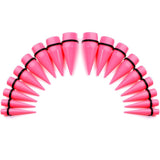 00G to 1 inch 18 Piece Bright Pink Acrylic Ear Stretching Taper Kit Set
