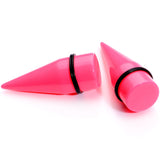 00G to 1 inch 18 Piece Bright Pink Acrylic Ear Stretching Taper Kit Set