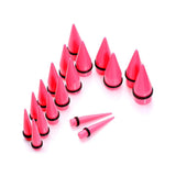 00G to 1 inch 18 Piece Bright Pink Acrylic Ear Stretching Taper Kit Set
