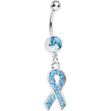 Aqua Gem Fashionable Awareness Ribbon Dangle Belly Ring