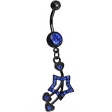 Blue Gem Black Heart Cherries Hollow Star Dangle Belly Ring