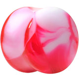 Acrylic Pink and White Marbled Saddle Plug 6G to 1 Inch