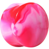 Acrylic Pink and White Marbled Saddle Plug 6G to 1 Inch