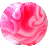 Acrylic Pink and White Marbled Saddle Plug 6G to 1 Inch