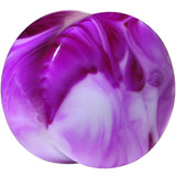 Acrylic Purple and White Marbled Saddle Plug 6G to 1 Inch