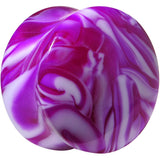 Acrylic Purple and White Marbled Saddle Plug 6G to 1 Inch