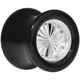 Black Acrylic Silver Flashy Tire Rim Saddle Plug 2G to 20mm