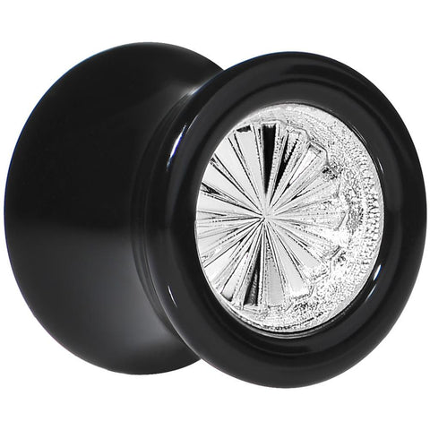Black Acrylic Silver Flashy Tire Rim Saddle Plug 2G to 20mm