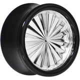 Black Acrylic Silver Flashy Tire Rim Saddle Plug 2G to 20mm