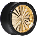 Black Acrylic Gold Flashy Tire Rim Saddle Plug 2G to 20mm