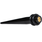 Black Acrylic Gold Flashy Tire Rim Taper 2G to 20mm
