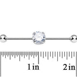 14G Clear CZ Shimmering Circle Industrial Barbell 38mm