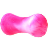 Acrylic Pink and White Marbled Saddle Plug 6G to 1 Inch