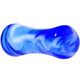 Acrylic Blue and White Marbled Saddle Plug 6G to 1 Inch
