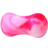 Acrylic Pink and White Marbled Saddle Plug 6G to 1 Inch