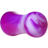 Acrylic Purple and White Marbled Saddle Plug 6G to 1 Inch