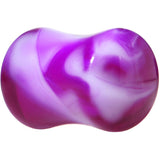 Acrylic Purple and White Marbled Saddle Plug 6G to 1 Inch