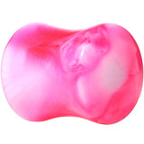 Acrylic Pink and White Marbled Saddle Plug 6G to 1 Inch