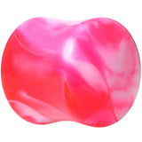 Acrylic Pink and White Marbled Saddle Plug 6G to 1 Inch