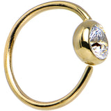 20G 5/16 Clear CZ Solid 14K Yellow Gold Hoop Ring