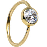 20G 5/16 Clear CZ Solid 14K Yellow Gold Hoop Ring