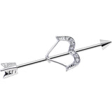 14G Clear Gem Dazzling Bow and Arrow Industrial Barbell 38mm