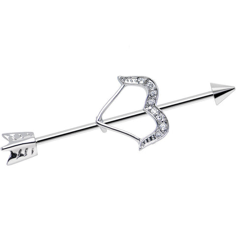 14G Clear Gem Dazzling Bow and Arrow Industrial Barbell 38mm