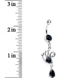 Black Cubic Zirconia Sparkling Raindrop and Swan Dangle Belly Ring