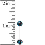 316L Steel Aqua Black Enamel Metallic Splash Barbell Tongue Ring