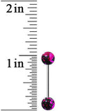 316L Steel Pink Black Enamel Metallic Splash Barbell Tongue Ring