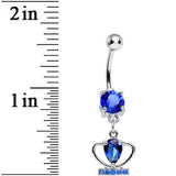 Blue Cubic Zirconia Coronation Day Crown Dangle Belly Ring