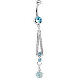 Aqua Gem Cosmopolitan Art Deco Triangle Dangle Belly Ring