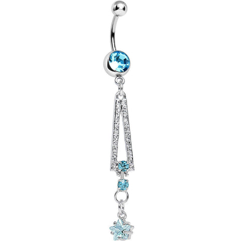 Aqua Gem Cosmopolitan Art Deco Triangle Dangle Belly Ring
