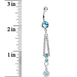 Aqua Gem Cosmopolitan Art Deco Triangle Dangle Belly Ring