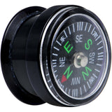 Acrylic Black Find Your Direction Compass Screw Fit Plug 0G to 1"