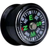 Acrylic Black Find Your Direction Compass Screw Fit Plug 0G to 1"
