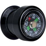 Acrylic Black Find Your Direction Compass Screw Fit Plug 0G to 1"