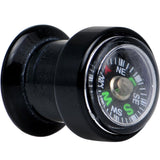 Acrylic Black Find Your Direction Compass Screw Fit Plug 0G to 1"