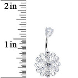 925 Sterling Silver Clear CZ Kaleidoscope Flower Belly Ring