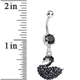 Black Gem Jeweled Swan Dangle Belly Ring