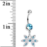 Aqua Gem New Orleans Mardi Gras Mask Dangle Belly Ring